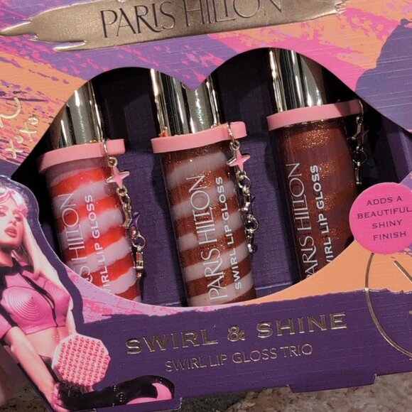 Paris Hilton Swirl & Shine Lip Gloss Trio w/ Star Charms | NEW in Box - Picture 4 of 5